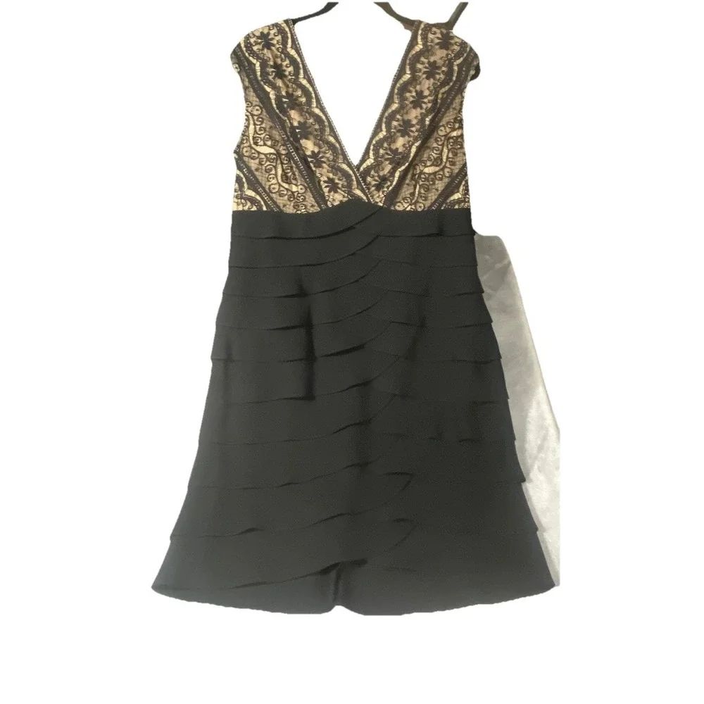 Black Dress Tiered Lace Sz 16 Jessica Howard Event Party Wedding Cruise  Cocktail